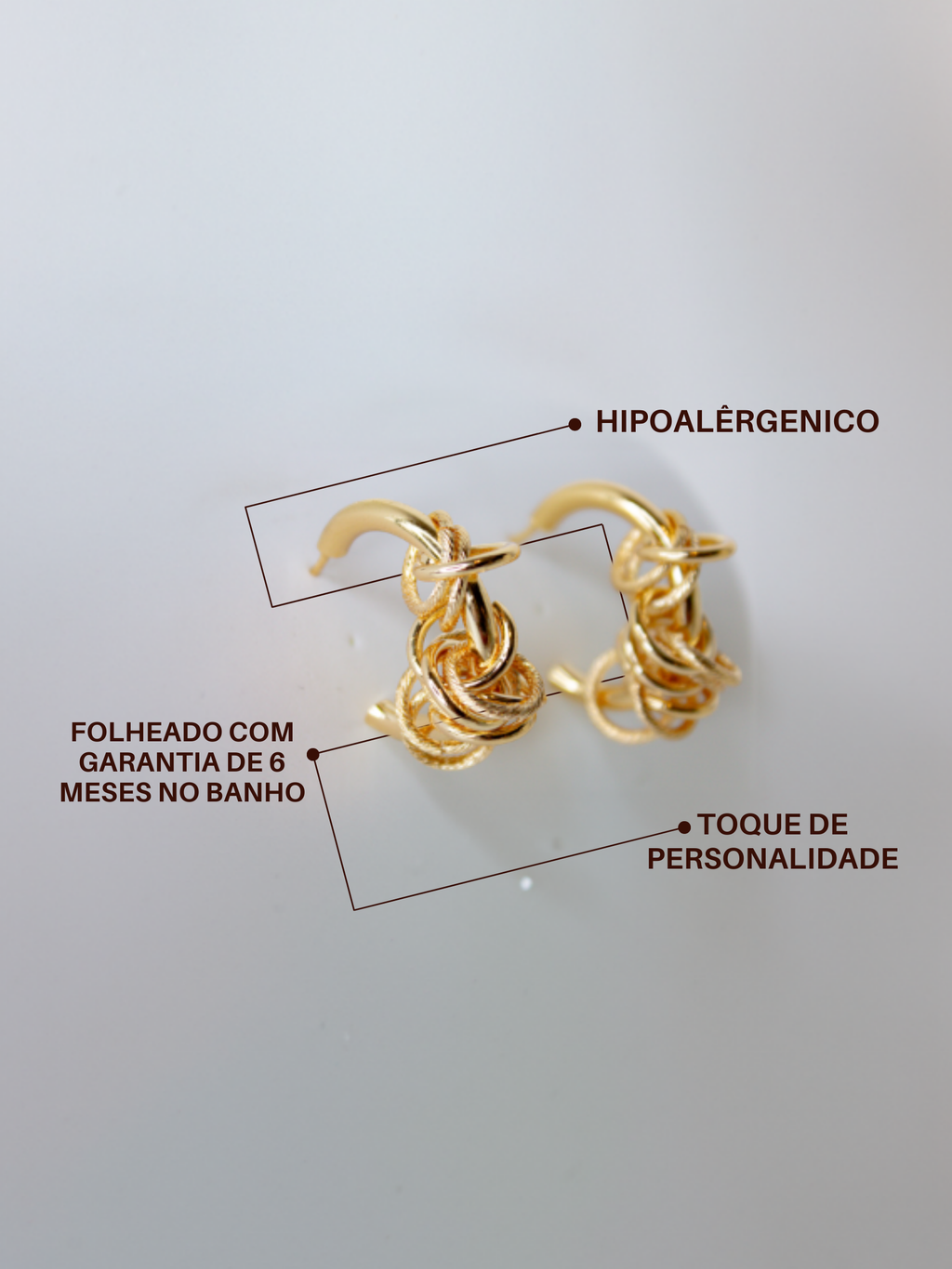 Brinco Folheado - Mil correntes | Ouro 18k