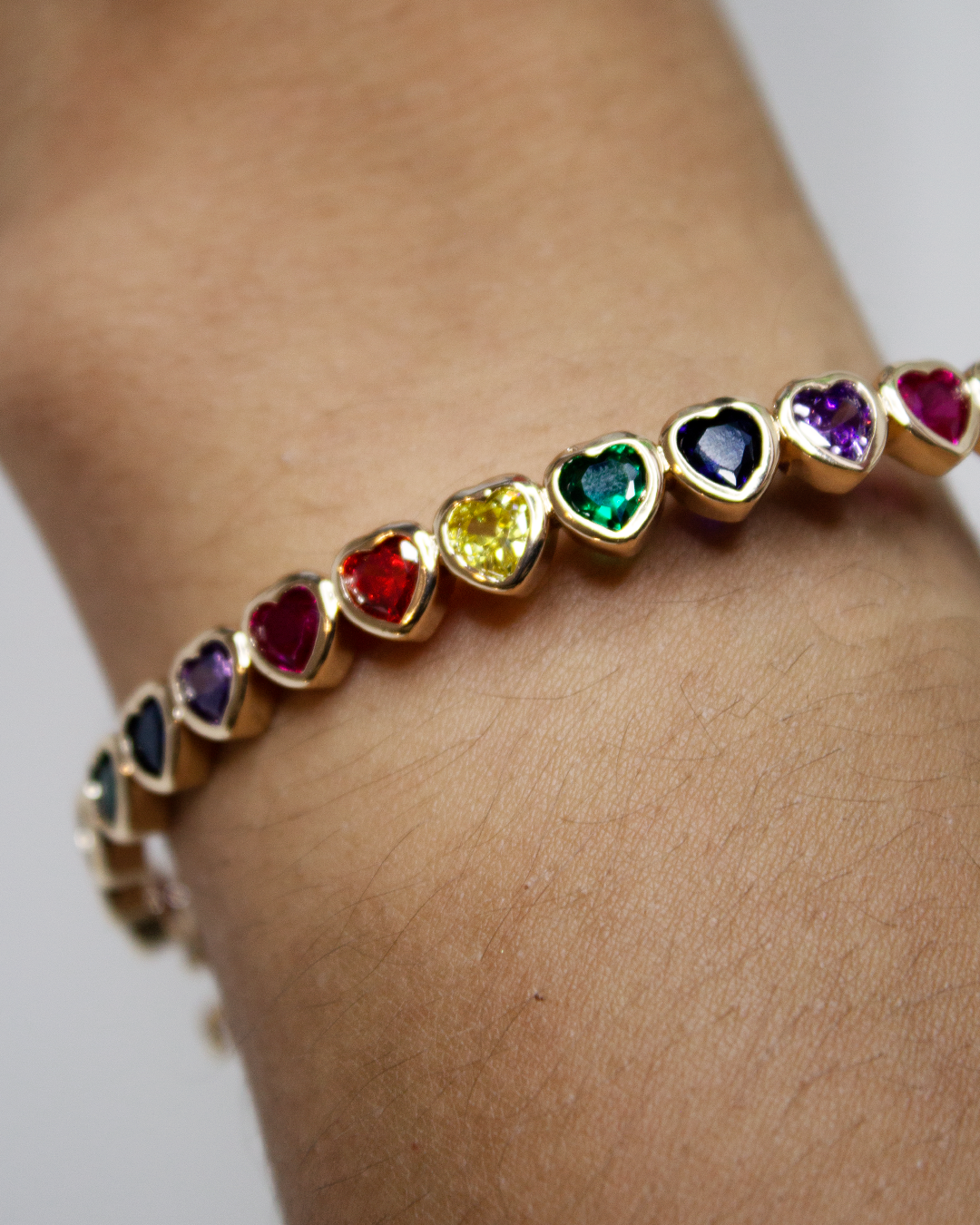 Bracelete Folheado - Corações | Ouro 18k e Zircônia